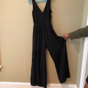 Black One Piece: Wide Leg, Tie Back